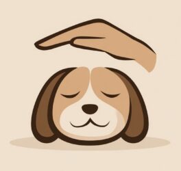 Freundliches, niedliches Hundegesicht-Icon mit warmen Farben und weichem Ausdruck